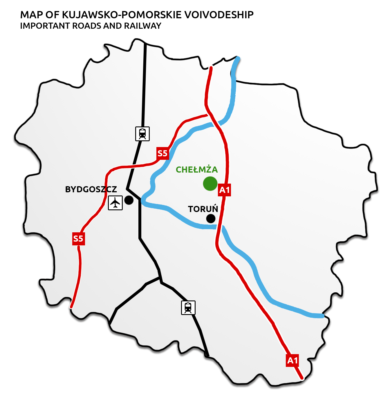 Ważniejsze drogi i kolej