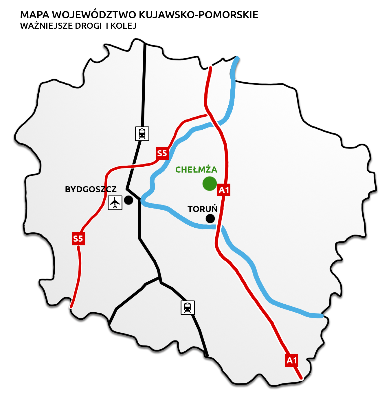 Ważniejsze drogi i kolej